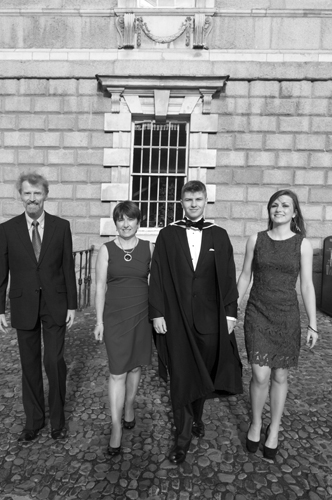 Family Graduation Portrait at Trinity College Dublin