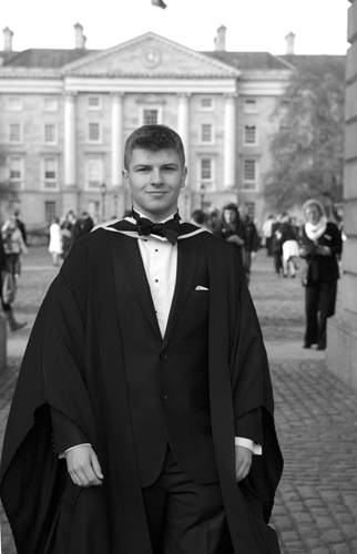 Graduation Portrait in Trinity College Square Dublin