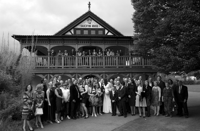 Wedding portrait in front of Haughton House in Dublin Zoo