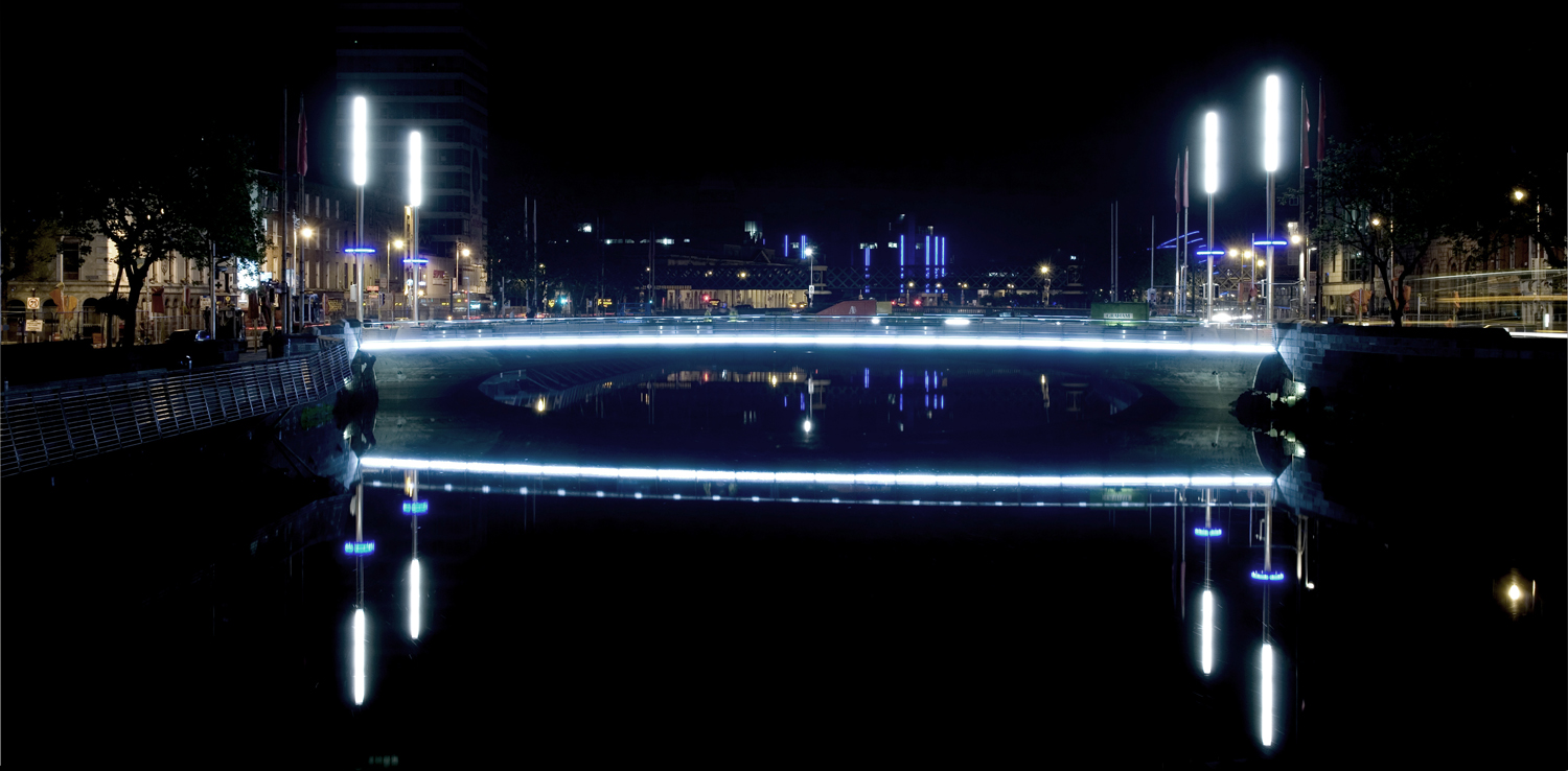 Night Time Photograph of The Rosie Hackett Bridge In Dublin