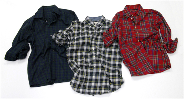 A photograph of check shirts for a denim fashion line