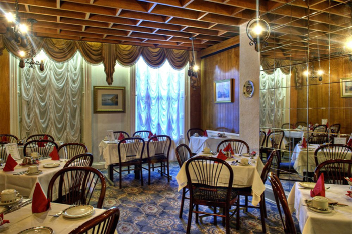 A view of the dining room of the Dergvale Hotel on Gardiner Place in Dublin