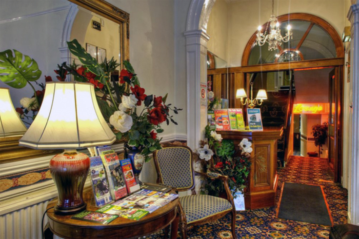 A view of the lobby in the Dergvale Hotel on Gardiner Place in Dublin