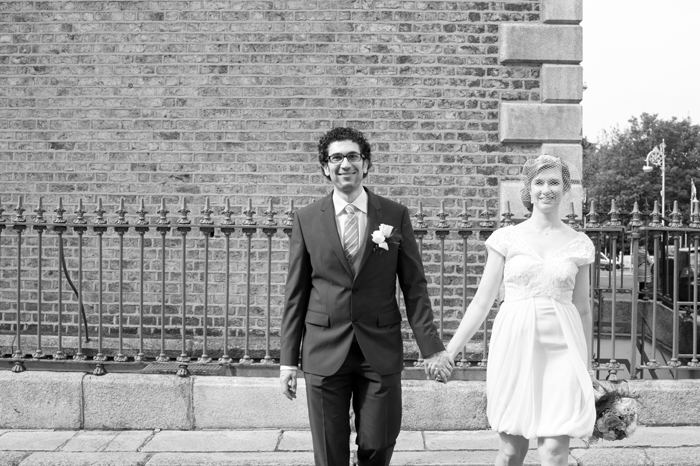 Portrait of the bride and groom in Georgian Dublin